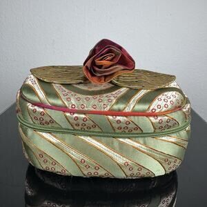 Goody Goody California Floral Brocade Jewelry Cosmetic Travel Case Satin Bag